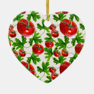 Tomato with Leaves Pattern Ceramic Tree Decoration
