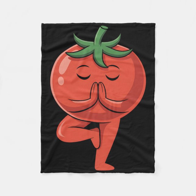 Tomato Yoga  Fleece Blanket (Front)