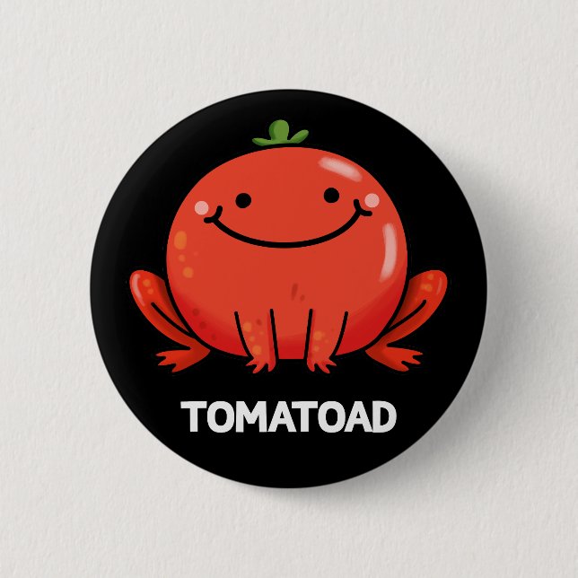 Tomatoad Funny Tomato Toad Pun Dark BG 6 Cm Round Badge (Front)