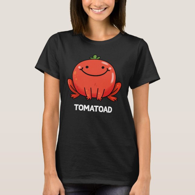 Tomatoad Funny Tomato Toad Pun Dark BG T-Shirt (Front)