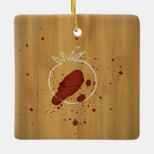 Tomatocide Chalk Outline Blood Spatter Crime Scene Ceramic Ornament