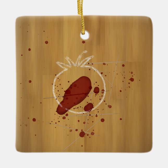 Tomatocide Chalk Outline Blood Spatter Crime Scene Ceramic Ornament (Front)