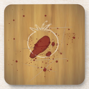Tomatocide Chalk Outline Blood Spatter Crime Scene Coaster