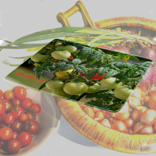 Tomatoes and Blossoms Photographic Glass Cutting Board