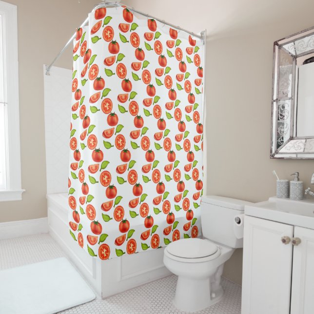 Tomatoes And Oregano Leafs Shower Curtain (In Situ)