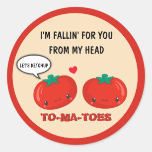 Tomatoes In Love Cute Romantic Valentine's Day Classic Round Sticker