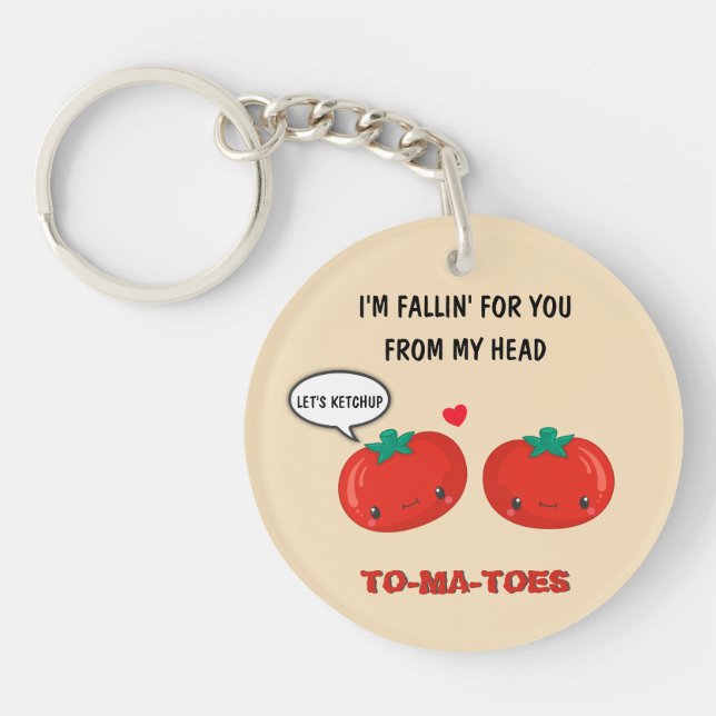 Tomatoes In Love Cute Romantic Valentine's Day Key Ring (Front)