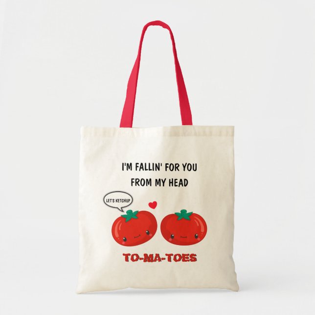 Tomatoes In Love Cute Romantic Valentine's Day Tote Bag (Front)