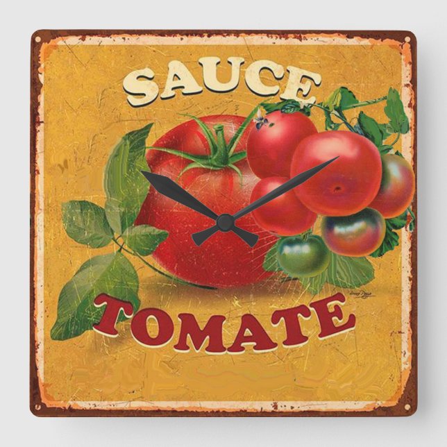 TOMATOES KITCHEN PRESERVES ,CANNINGS ,TOMATO SAUCE SQUARE WALL CLOCK (Front)