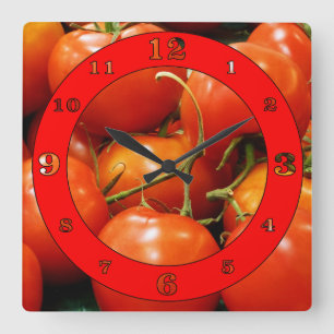 Tomatoes On The Vine Square Wall Clock