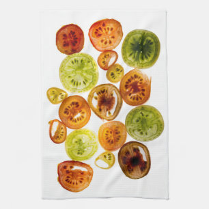 Tomatoes on White Background Tea Towel