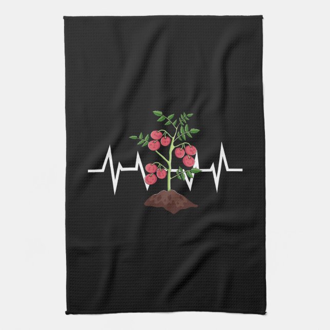 Tomatoes Plant Heartbeat  Tea Towel (Vertical)