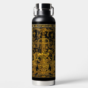 Tomb of Pakal - Gold Palenque Astronaut Water Bottle