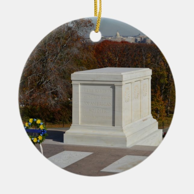 Tomb of the Unknown Soldier, Arlington Yellow Wrea Ceramic Tree Decoration (Front)