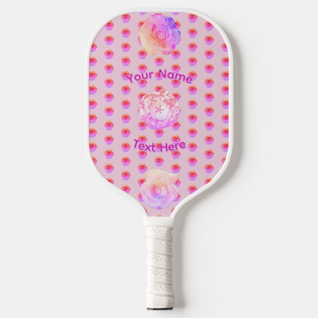 Tomboy Pink Boho Flower Pickleball Paddle (Front)