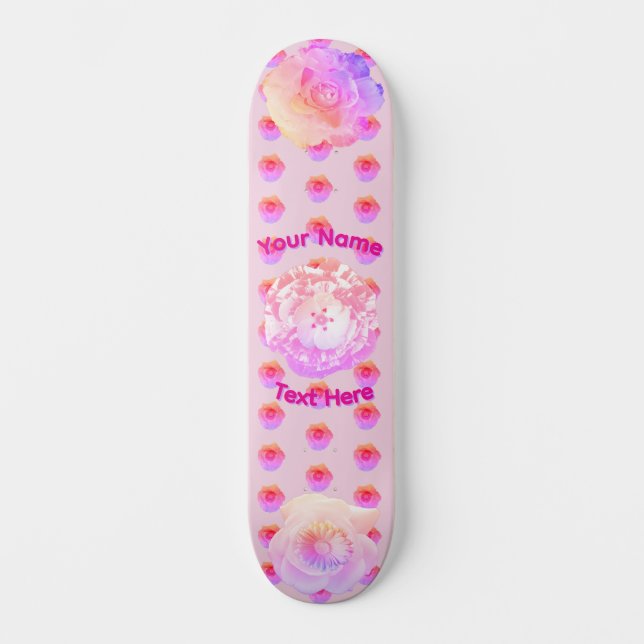 Tomboy Pink Flower Skateboard (Front)