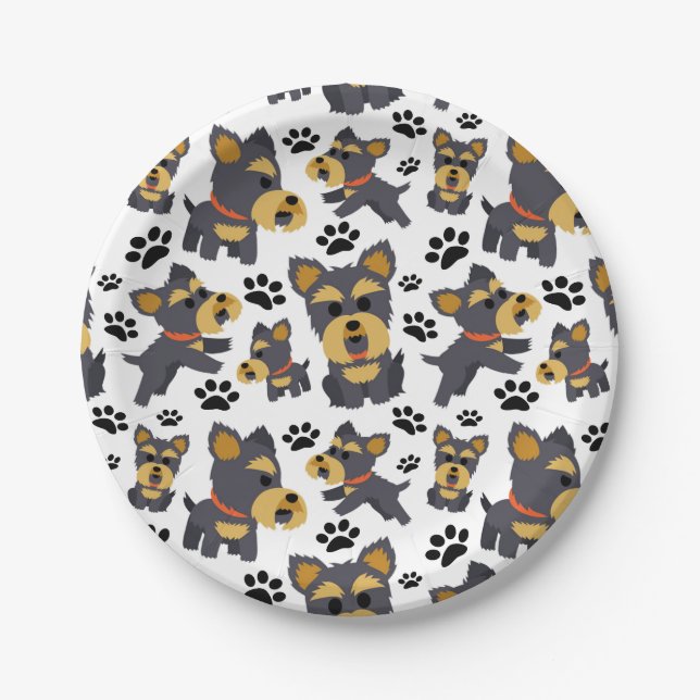 Tomboy Toy Yorkie Yorkshire Terrier Pet Puppy Dog Paper Plate (Front)