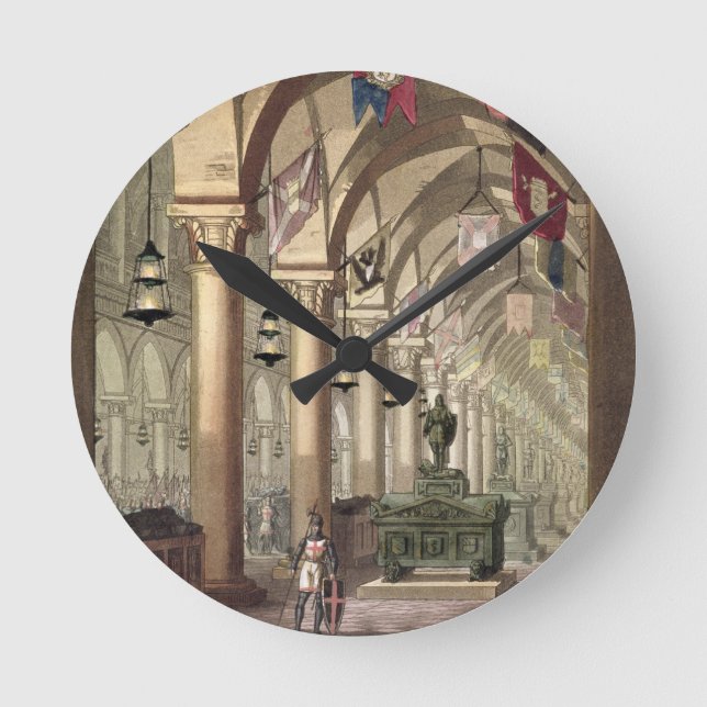 Tombs of the Knights Templar, c.1820-39 (aquatint) Round Clock (Front)