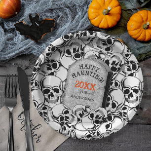 Tombstone and Skulls ID216 Paper Plate