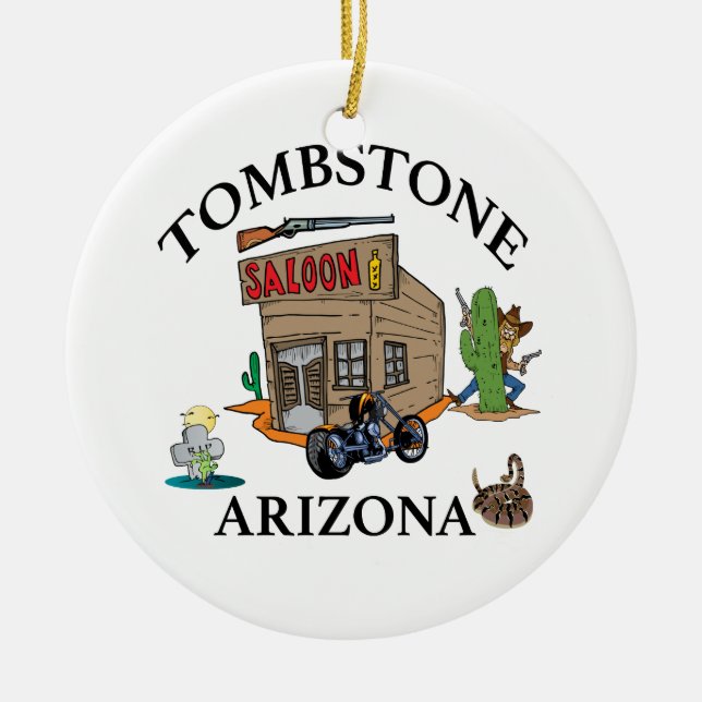 Tombstone, Arizona Ceramic Tree Decoration (Front)