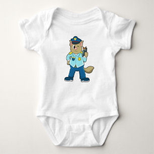 Tomcat as Police officer with Uniform & Microphone Baby Bodysuit