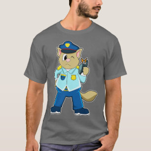 Tomcat as Police officer with Uniform Microphone T-Shirt