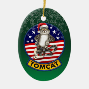 Tomcat Mascot Christmas Ceramic Tree Decoration