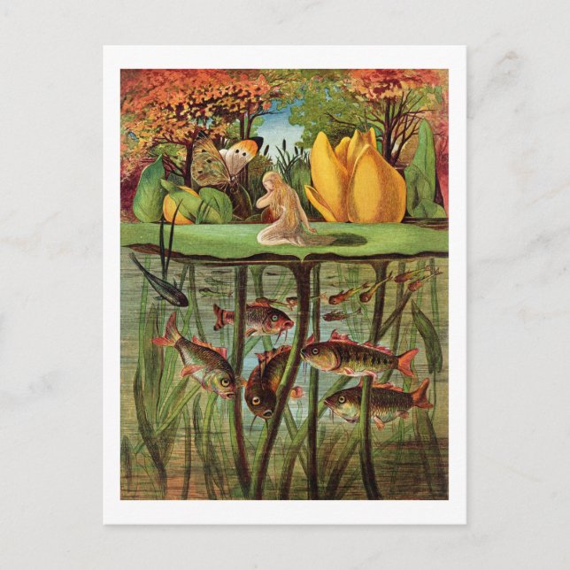 Tommelise very desolate on the water lily leaf, in postcard (Front)