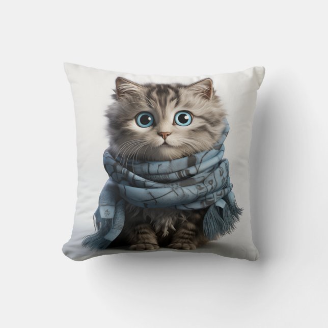 Tommy, the fluffiest Tabby Cat Cushion (Front)