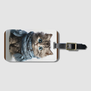 Tommy, the fluffiest Tabby Cat Luggage Tag