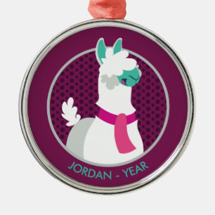 Tommy the Llama Metal Tree Decoration