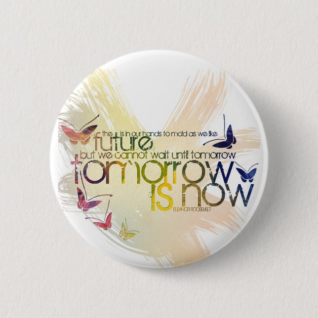 tomorrow is now 6 cm round badge (Front)