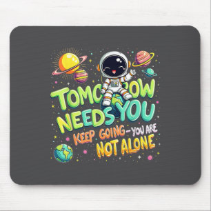 Tomorrow Needs You Motivational Space Astronaut Gr Mouse Pad