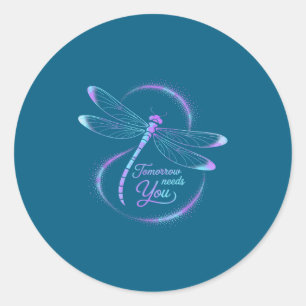 Tomorrow Needs You Suicide Awareness Dragonfly  Classic Round Sticker