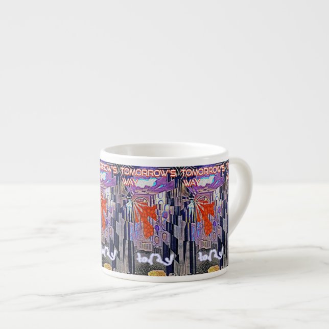 Tomorrow's Way Today Retro Future Art Espresso Cup (Front Right)