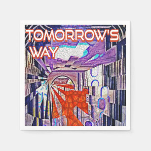 Tomorrow's Way Today Retro Future Art Napkin