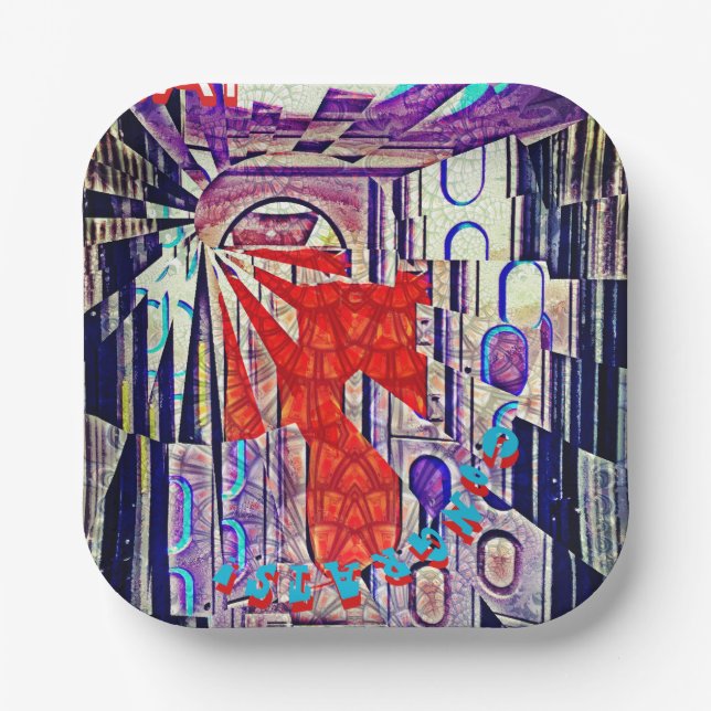 Tomorrow's Way Today Retro Future Art  Paper Plate (Front)