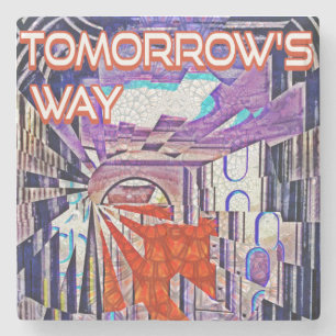 Tomorrow's Way Today Retro Future Art Stone Coaster