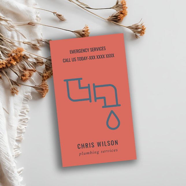 TOMOTO RED NAVY PLUMBER SERVICE PIPES PLUMBING BUSINESS CARD (Creator Uploaded)