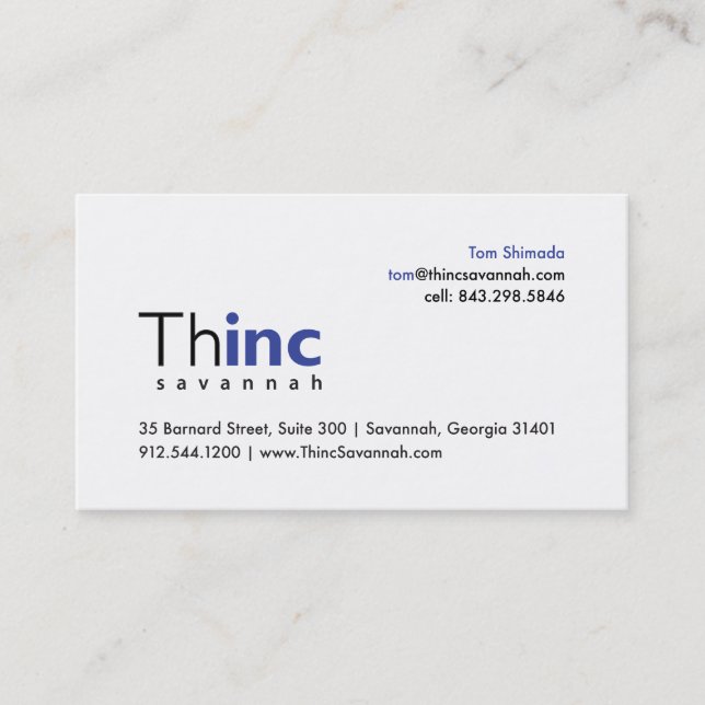 Tom's Business Card ThincSavannah (Front)
