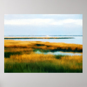 Tom's Cove Marsh, Assateague -Impressionism Poster