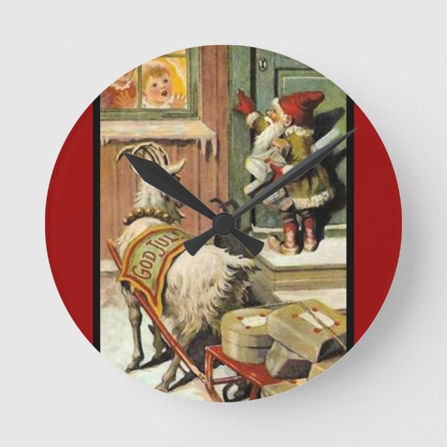 Tomte Nisse, aka Santa Clause Round Clock (Front)
