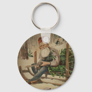 Tomte Trims the Tree Key Ring