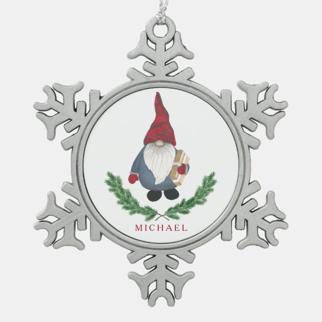 Tomten Christmas Snowflake Ornament (Front)