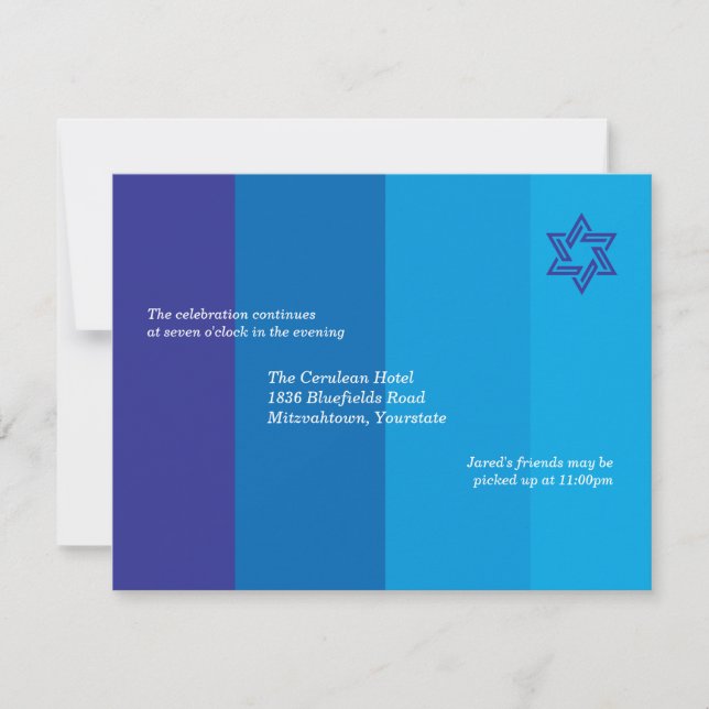 Tonal Blue Bar Mitzvah Reception Invitation (Front)