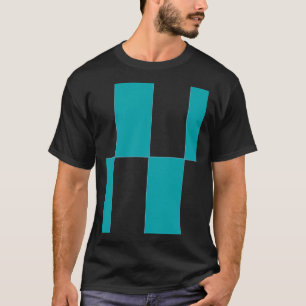 Tonal Blue Chequerboard Coastal Retro Pattern Stic T-Shirt