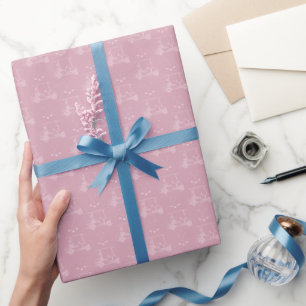 Tonal Golf Carts & Clubs on Pink Wrapping Paper