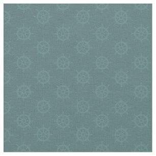 Tonal Ships Wheel on Dark Gray Cyan Fabric