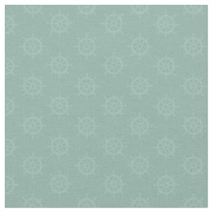 Tonal Ships Wheel on Light Gray Turquoise Fabric