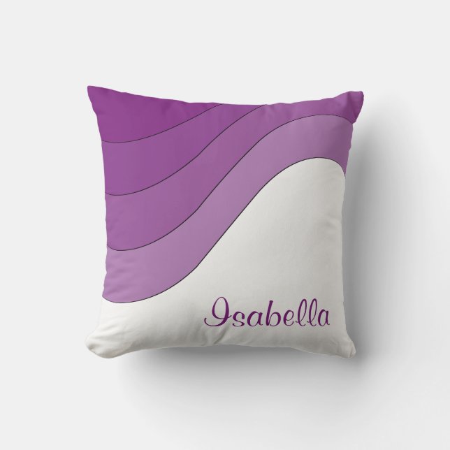 Tonal Wave Purple Striped Custom Personalised Cushion (Front)
